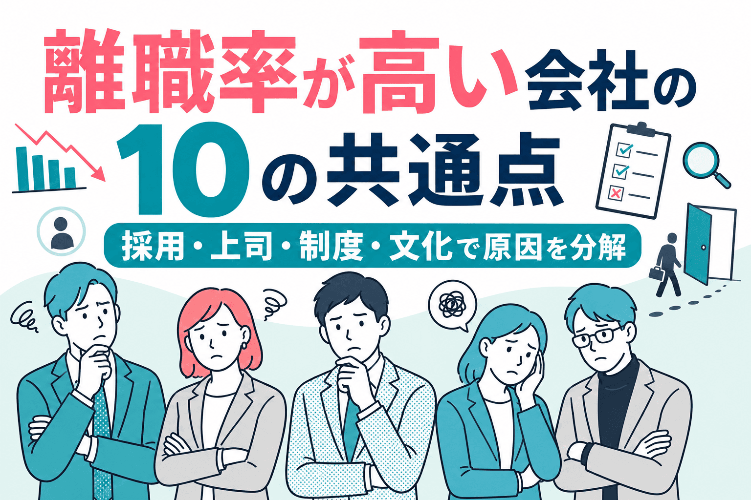 離職率が高い会社の10の共通点 - 採用・上司・制度・文化で原因を分解