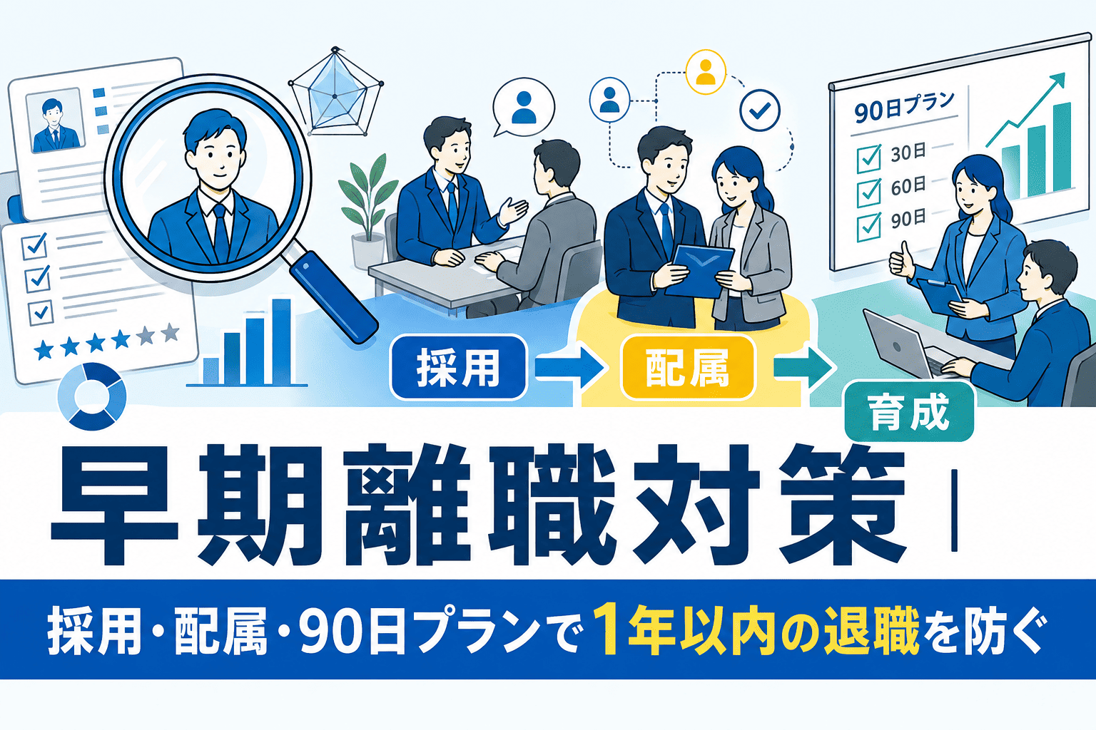 早期離職対策 - 採用・配属・90日プランで1年以内の退職を防ぐ