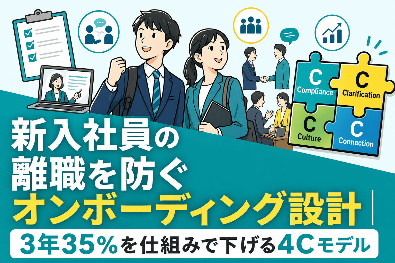 新入社員の離職を防ぐオンボーディング設計 - 3年35を仕組みで下げる4Cモデル