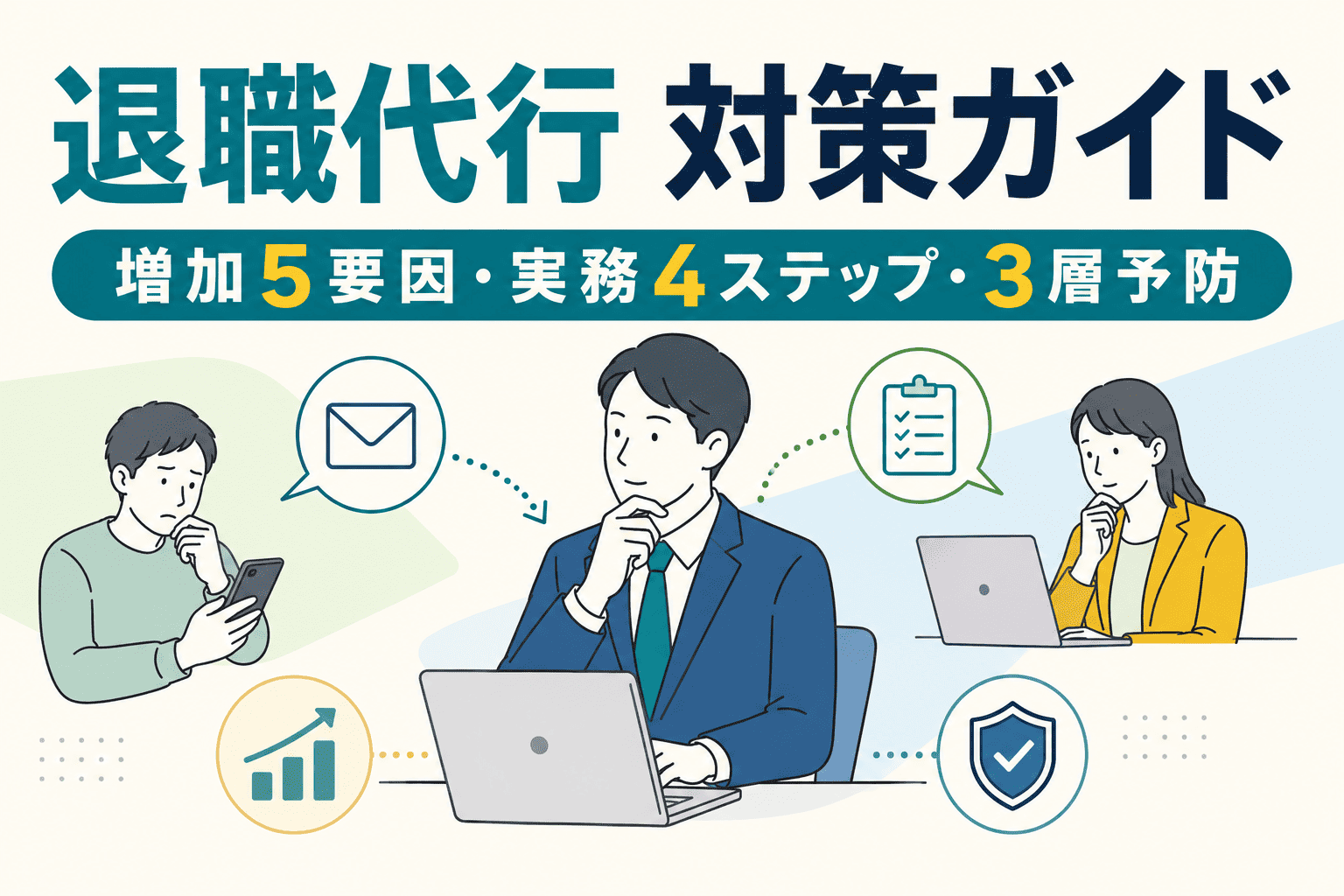 退職代行 対策ガイド - 増加5要因・実務4ステップ・3層予防