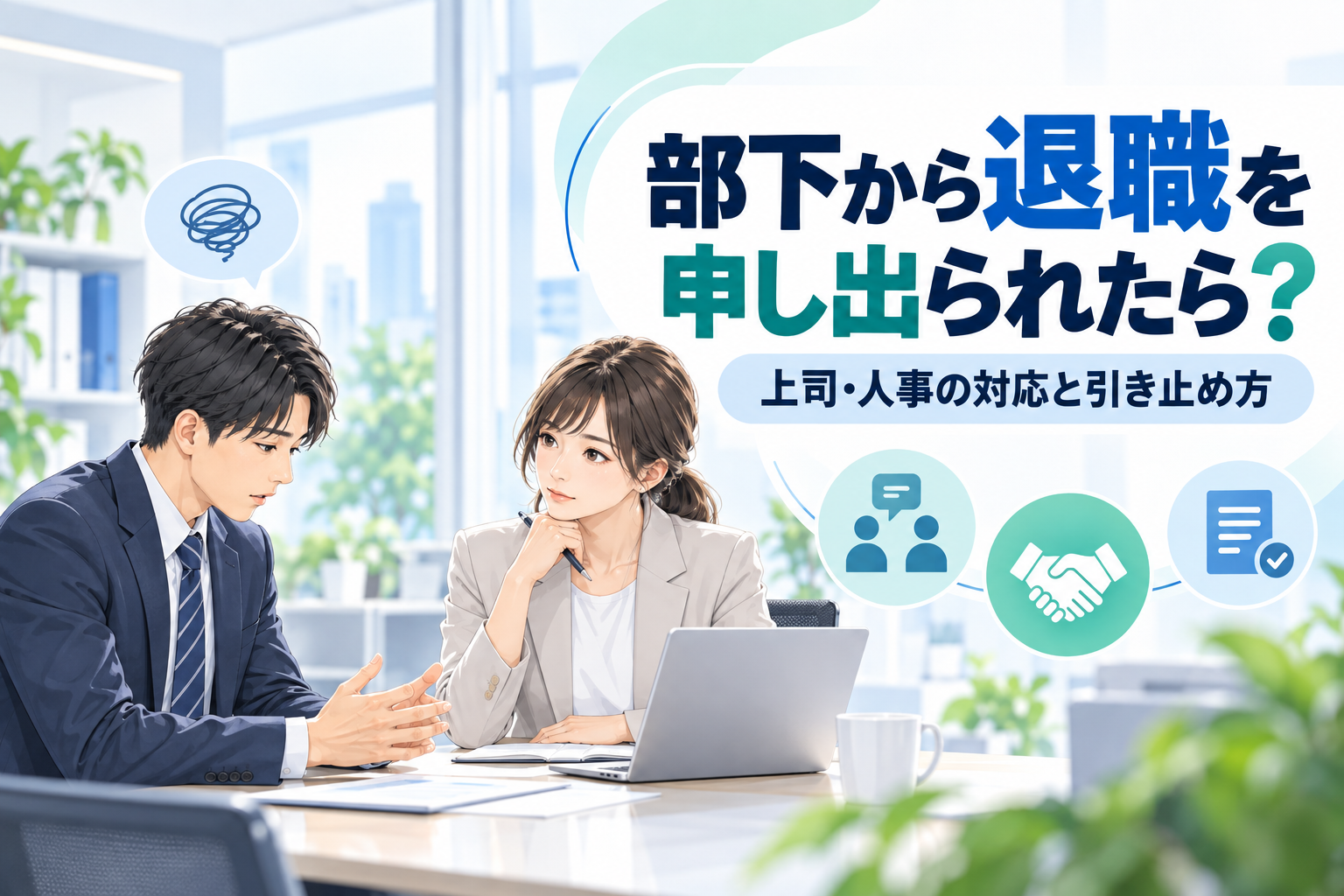 部下から退職を申し出られたら？上司・人事の対応と引き止め方