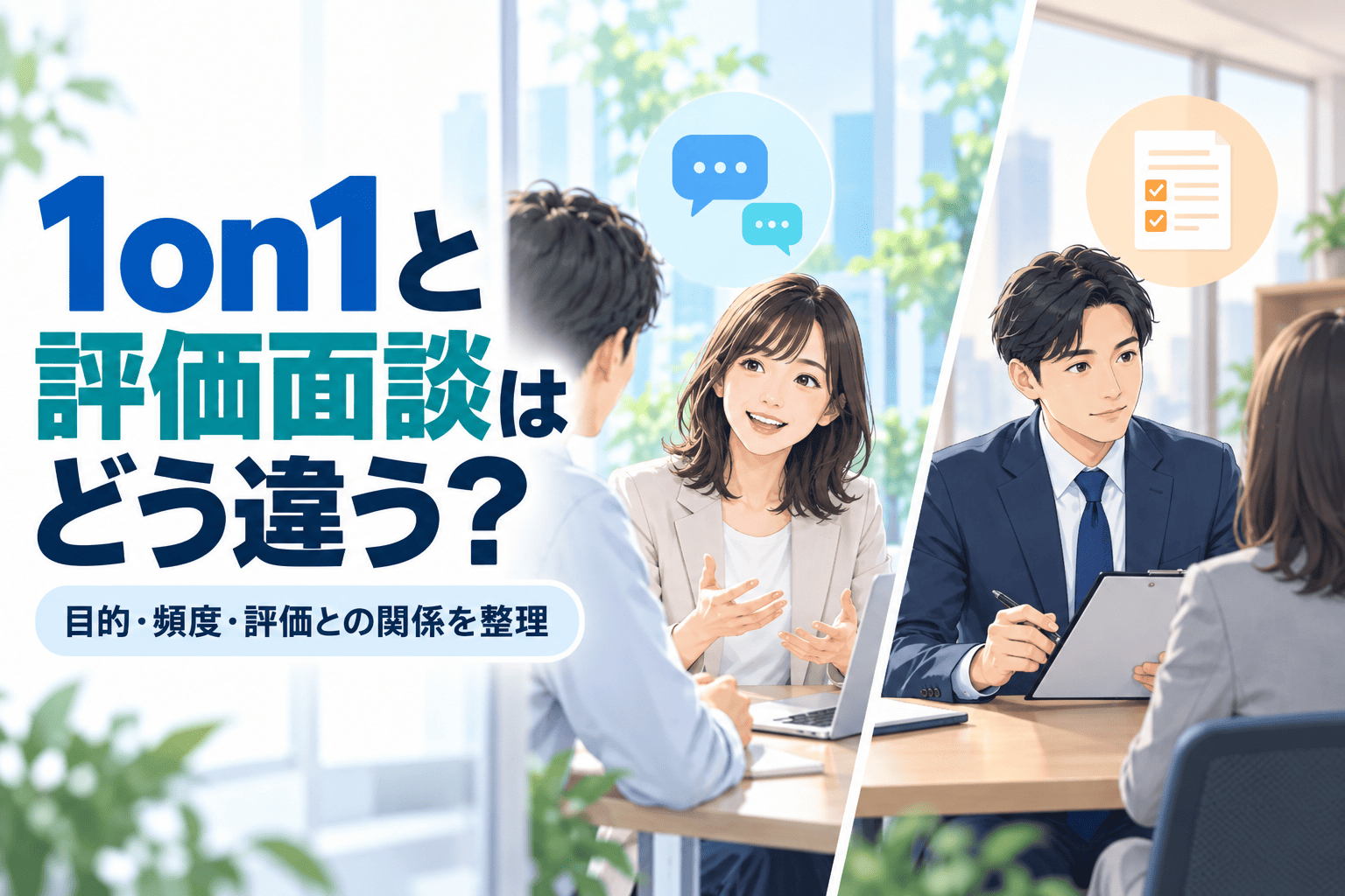 1on1と評価面談はどう違う？目的・頻度・評価との関係を整理